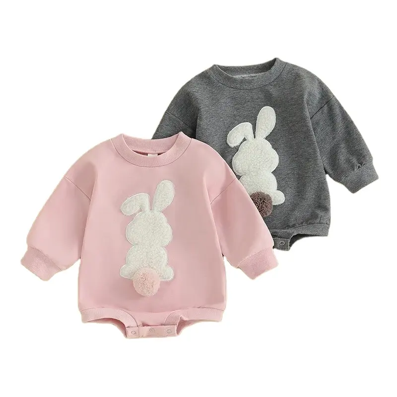Neugeborene Kleidung 3D Kaninchen Schwanz Pullover Stram pler Spiel anzüge Overalls Baby Jungen Mädchen Ostern Stram pler