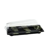 Récipient alimentaire en plastique jetable Plateau à sushi avec impression Boîte personnalisée avec couvercle transparent