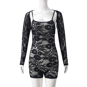 C0244 all'ingrosso vendita calda all'ingrosso di <span class=keywords><strong>pizzo</strong></span> alla moda elasticizzato <span class=keywords><strong>tuta</strong></span> aderente da donna di alta qualità - Product Image 2