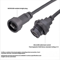 Connecteur Micro USB 2.0 étanche, mâle/femelle, à clipser, droit/coudé, pour montage arrière sur carte PCB, prise aviation PA66, 1M