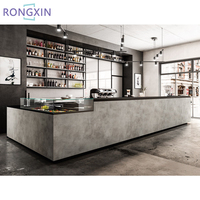 Bancone Espositore di Design Moderno per Caffetteria Bancone Bar per Dolci in Pietra Arredamento in Legno per Panetteria Design di Interni per Negozio di Caffè
