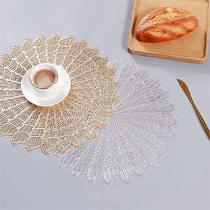 K1406 Placemats Restaurant <b>Round</b> PVC Hollow Meal Pads Anti-hot Dining Table Mats Set PVC <b>Tablemat</b> - Product Image 6