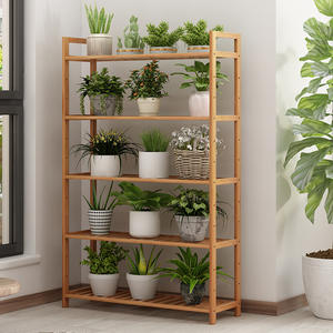 屋内用 植物棚 ニュートラルウッド フラワースタンド 植木鉢ホルダー 木製ディスプレイスタンド パティオ バルコニー ガーデン用 - Product Image 1