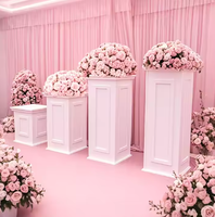 Colonne carrée romaine en PVC, accessoires de mariage, présentoir de chemin blanc pour banquets de mariage, décoration de socle