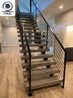 Escalier en acier inoxydable, escalier flottant sur mesure et escalier à poutres décoratives pour usage commercial
