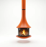 Cheminée suspendue au plafond en laiton sans fumée, personnalisée, grande taille, pour hôtel, au gaz naturel, avec foyer en bois, OEM