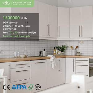 Goldtop Maßgefertigte Luxus-Küchenschränke, Weiß, Holz, Flach, Modular, Modern, für Wohnungen, mit Spüle, Hochglanz-Finish, Langlebige Konstruktion - Product Image 3