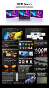 Monitor Extensor de 15.3 Pulgadas FHD para Portátil, 60Hz, Tipo-C, Compatible con MAC/Windows/Android/Linux/Chrome OS, Pantalla LCD Portátil Blackview DCM8 - Product Image 4