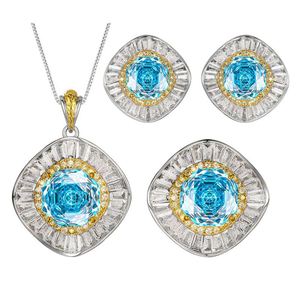 Fashion Jewelry Eco-friendly Copper Gold Plated 14-10mm Zircon Floral Pendant <b>Earrings</b> Ring Set for Everyday Wear - Product Image 1