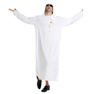 Costume da Sceicco Arabo per Halloween e Carnevale, Abbigliamento Musulmano Unisex per Bambini, Bianco Puro, Medio Oriente Dubai, in Poliestere - Product Image 4