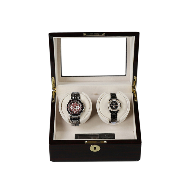 Single Automatic Watch Winder Box - Walnut Wood Rotating Display Case with Memory Pillow, High Gloss Finish