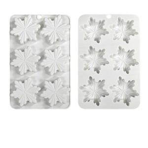 Snowflake Cake Mold 6 Cavity <b>Silicone</b> <b>Baking</b> Mold For Christmas Desserts White - Product Image 5