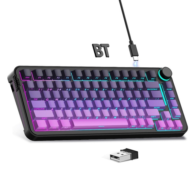 Factory Hot Sale Wireless Hot Swap Mechanical Keyboard RGB Three-mode Customized BT Gasket Side Engraved Keycap Gaming Keyboard