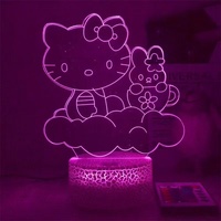 Kitty 3D LED Illusion lampe de nuit à 7 couleurs changeantes