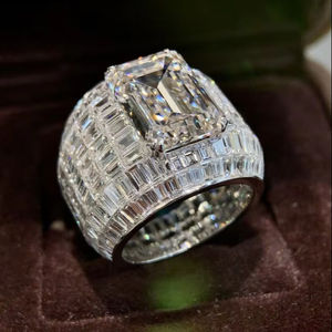 مجوهرات رجالية راقية ، حلقة ماسية مدورة مجوفة بقطع قيراط ، خاتم خطوبة كاتدرائية ، خاتم زفاف ماسي. - Product Image 3