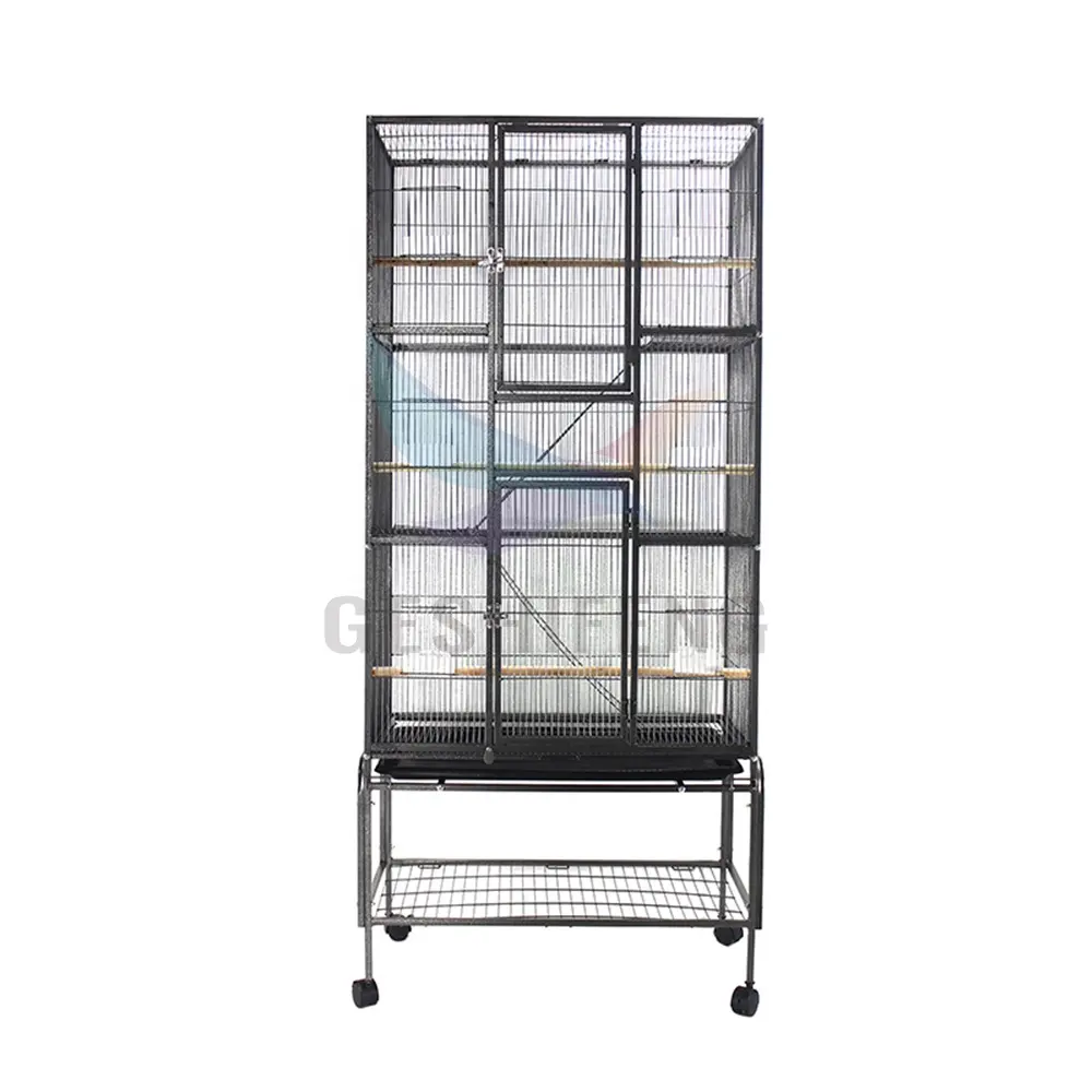 Luxurious large parrot cage, black phoenix, myna, group of birds, oversized gray parrot breeding cage, large bird cage