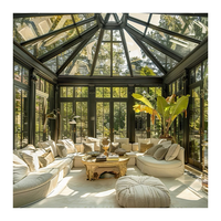 Villa de style européen Cabane de soleil en verre entièrement rétractable pour l'extérieur élégant Maisons en aluminium Véranda sur pied de tous les côtés