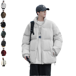 แจ็คเก็ตบอมเบอร์ทรงพองคอกลมมีฮู้ดสำหรับผู้ชายมีซิปปิดด้านหน้าหนาสำหรับฤดูหนาว - Product Image 1
