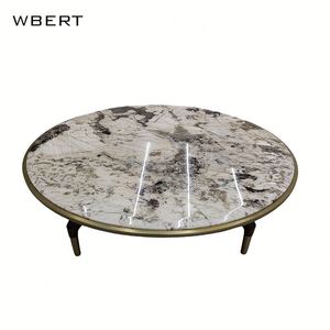 WBERT, sofá creativo moderno para sala de estar, mesa de centro, diseño de arte Simple, placa de roca envolvente de Metal, mesa de té de lujo para el hogar, luz de cemento - Product Image 2