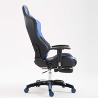 Siège de jeu ergonomique en cuir bleu pour ordinateur et e-sport avec repose-pieds réglable et soutien lombaire – Vente en gros