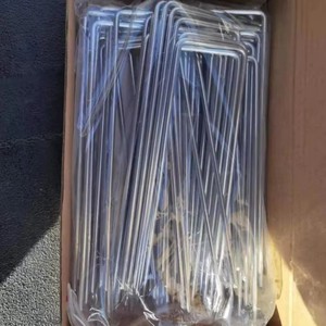 616 Inch U Shape PVC Coated Ground Staples Galvanized Steel <b>Pins</b> for Weed Barrier Grass Cloth Landscape Fabric Nails - Product Image 6