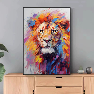 Mintura - Obra de Arte en Lienzo Acrílico Personalizada Hecha <span class=keywords><strong>a</strong></span> Mano, Póster de León de Arte Pop Animal Colorido, Decoración del Hogar, Decoración de Pared, Pintura Impermeable - Product Image 3
