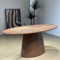 Table à manger moderne de luxe en bois de noyer avec base en bois Vente directe d'usine pour la maison Mobilier Restaurant ou Appartement