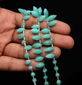 Amazonite naturelle 5x12mm-6x14mm marquise Briolette perle fantaisie Tube de riz à facettes Amazonite semi-précieuse perle de pierre précieuse pour bijoux - Product Image 5