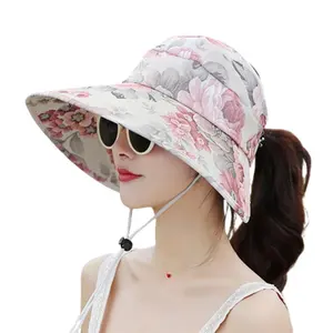 Chapeau d'été pour femmes Casquette de plage à large bord Protection UV Visière Chapeaux de soleil Vide Prêle Style Coréen Panama Floppy Sunhat R176