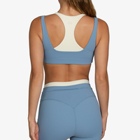 Ensembles de yoga respirants personnalisables avec logo, débardeur à encolure en V, shorts double couche color block pour femmes, vêtements de sport