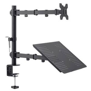 Adjustable 13 to 32 Inch Single <b>Computer</b> Monitor Laptop <b>Desk</b> Mount Stand with Grommet Option Fits up 17 Inch Laptops New Product - Product Image 1
