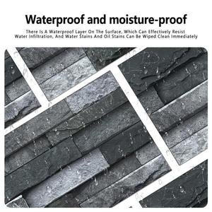 Papel pintado de palo de cáscara de ladrillo de piedra gris negro, pegatinas autoadhesivas impermeables para dormitorio, decoración del hogar, cocina, sala de estar - Product Image 5