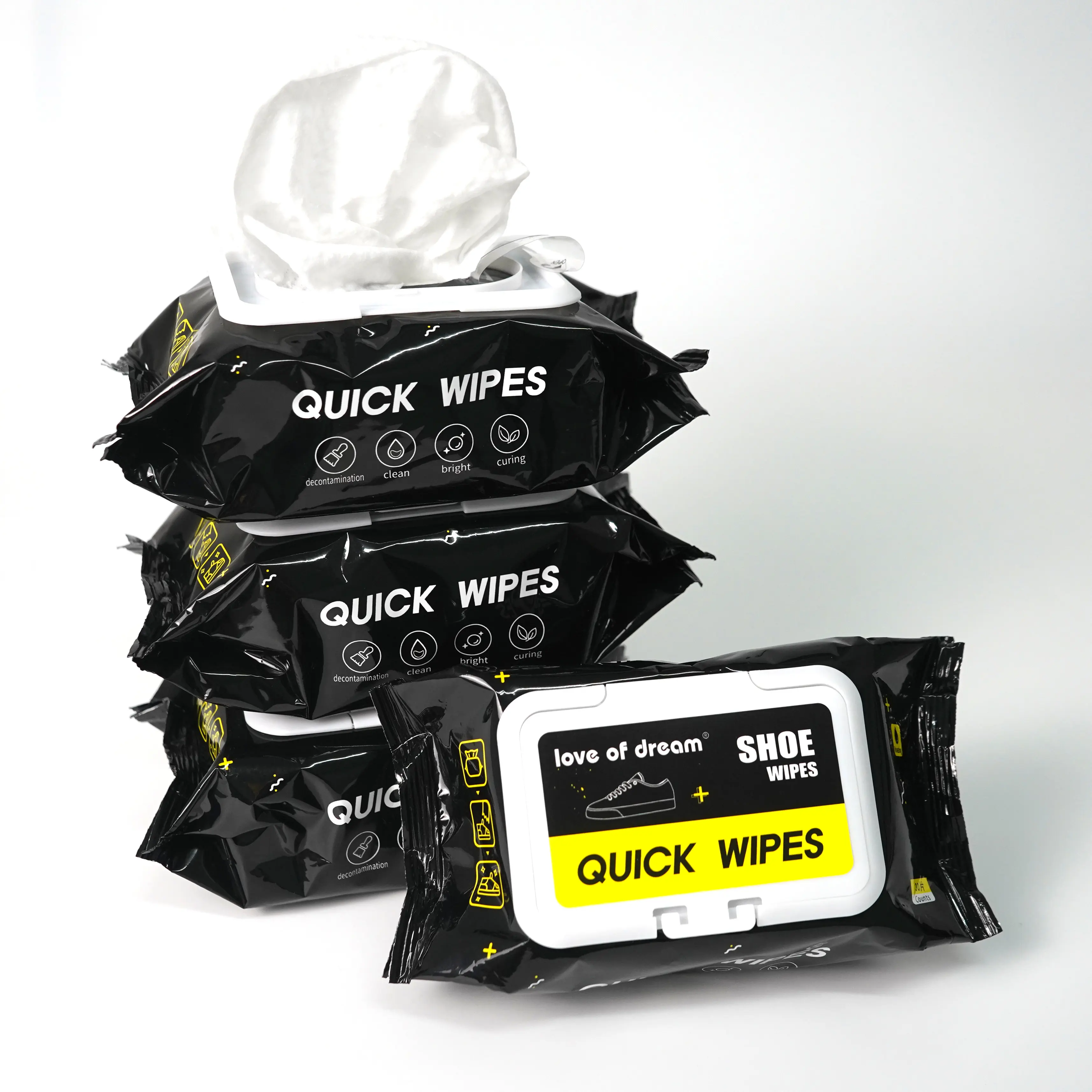 China factory direct shoe wipes quality wipes for home cleansing 2 pack 60 pcs shoe sneaker wipes cleaner quick wip