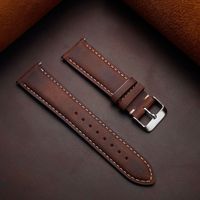 Vente flash Bracelet en cuir de vachette pleine fleur Crazy Horse pour montre Plusieurs tailles Bracelet de montre en cuir véritable double face souple