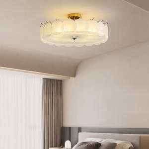 Gran oferta, lámparas de cristal de techo con luz crema francesa, lámpara colgante de araña de cristal con conchas esmeriladas modernas europeas - Product Image 5