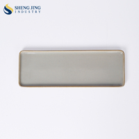 Assiette en céramique rectangulaire rustique beige blanc 12 "14" 16 "multi-taille pour sushi et dessert pour restaurant et hôtel en vrac