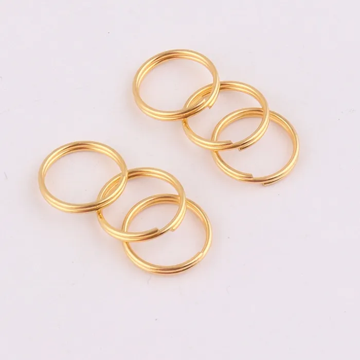 12mm piccolo anello portachiavi rotondo in metallo doppio diviso in oro per portachiavi