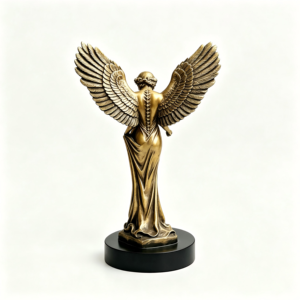 Statua di <span class=keywords><strong>Angelo</strong></span> in Resina con Ali, Finitura Bronzo, Colore Personalizzabile, Dimensioni Personalizzabili, Scultura Artistica per Interni/Esterni, Design Personalizzabile per Tavolo - Product Image 2