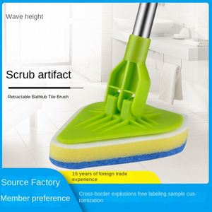 Wholesale Multifunctional Triangle Bath Brush Retractable Long Handle Cleaning Sponge Wipe for Bathroom Tile Floor Cross Border - Product Image 4