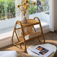 Petite table basse nordique moderne Design d'angle créatif avec meubles de ferme simples en rotin véritable durable pour salon