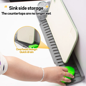 OEM ODM Silicone <b>Kitchen</b> Sink Splash Guard Faucet Mat with Drip Catcher Tray Multipurpose Dish Drying Mats and <b>Sponge</b> - Product Image 3