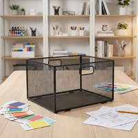 Grande boîte de rangement pliable en maille métallique, porte-revues multifonctionnel pour bureau, boîte aux lettres, organiseur de dossiers pour la maison et le bureau