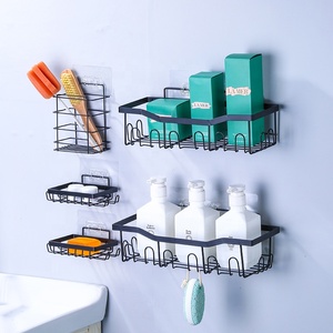 Étagère de Douche Murale en Métal Auto-Adhésive Noire Écologique Moderne pour Rangement de Salle de Bain – Bienvenue - Product Image 2