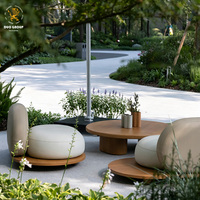 Ensemble de meubles de salon incurvés pour jardin de villa, résistant aux intempéries, canapé modulaire d'extérieur avec table basse
