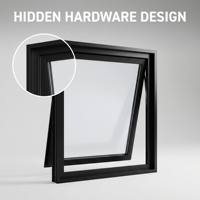 Ventana de Aluminio Impermeable para Fregadero de Cocina, Diseño Abatible con Mosquitera, Vidrio Templado Doble