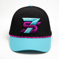 Gorra Deportiva Personalizada de Tela Oxford Transpirable con Orificios Láser, Visera Delantera Bicolor, Monograma S, Bordado 3D, Estilo Hip Hop con Letras