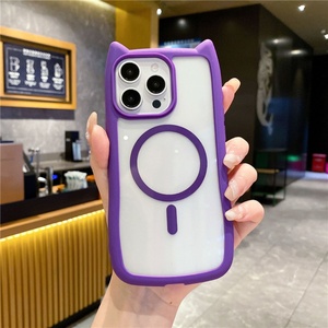 Funda de Teléfono con Orejas de Gato 3D para iPhone 16 15 Pro Max 14 13 12 Pro, Carcasa Magnética Transparente - Product Image 5