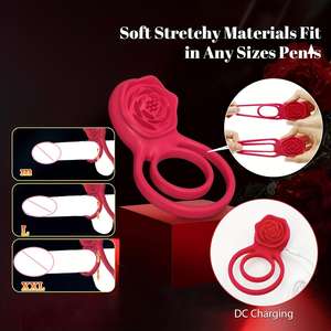Fast Delivery From US Warehouse Men's Soft Silicone Cock Ring G Spot Stimulator Rose Shaped Male <b>Vibrating</b> Penis Massager - Product Image 6