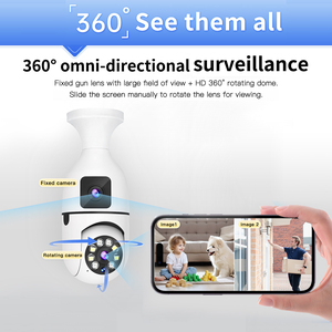 2026 A6 Plus Dual Lens Wifi Camera Home Baby Wireless Small Indoor Motion Detection Security Light Bulb CCTV Mini Camera - Product Image 2