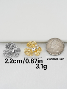 Nút hoa 22mm có thể giặt hợp kim kẽm với các điểm nhấn Rhinestone lấp lánh để trang trí hàng may mặc - Product Image 2